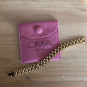 NWOT STUNNING 18K Gold Plated OMA The Label Timepiece Bracelet with Dustbag